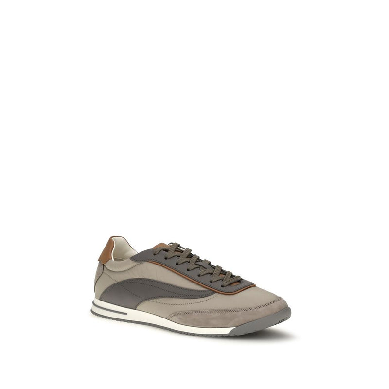 Brunello Cucinelli Beige Suede Leather Sneakers