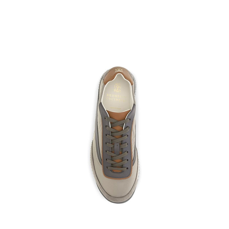 Brunello Cucinelli Beige Suede Leather Sneakers