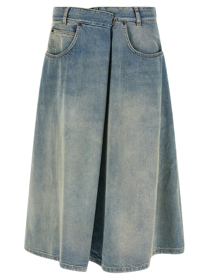 Maison Margiela Blue Cotton Midi Skirt