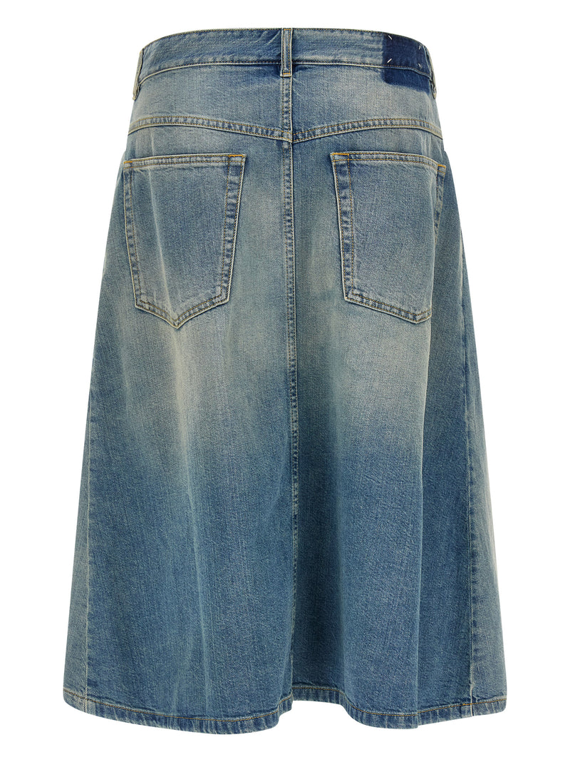 Maison Margiela Blue Cotton Midi Skirt