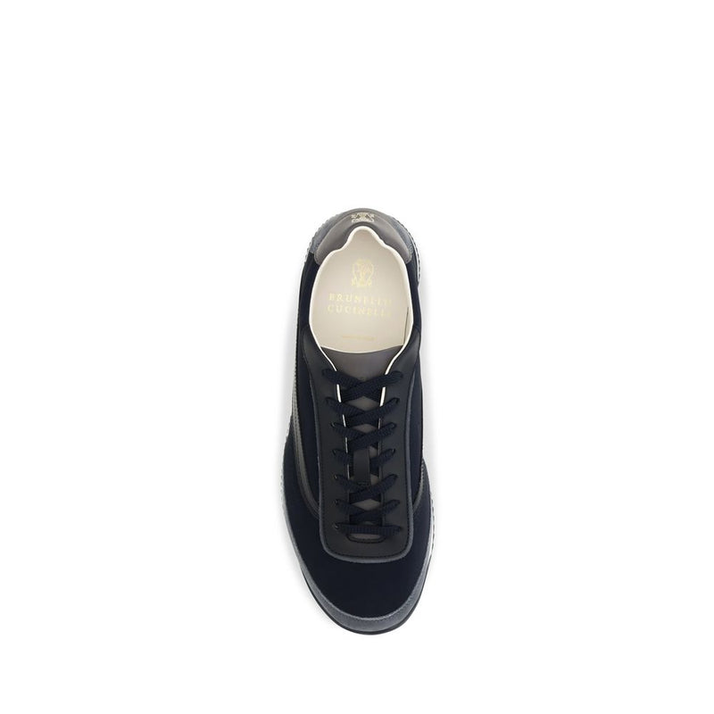 Brunello Cucinelli Blue Suede Leather Low Top Sneakers