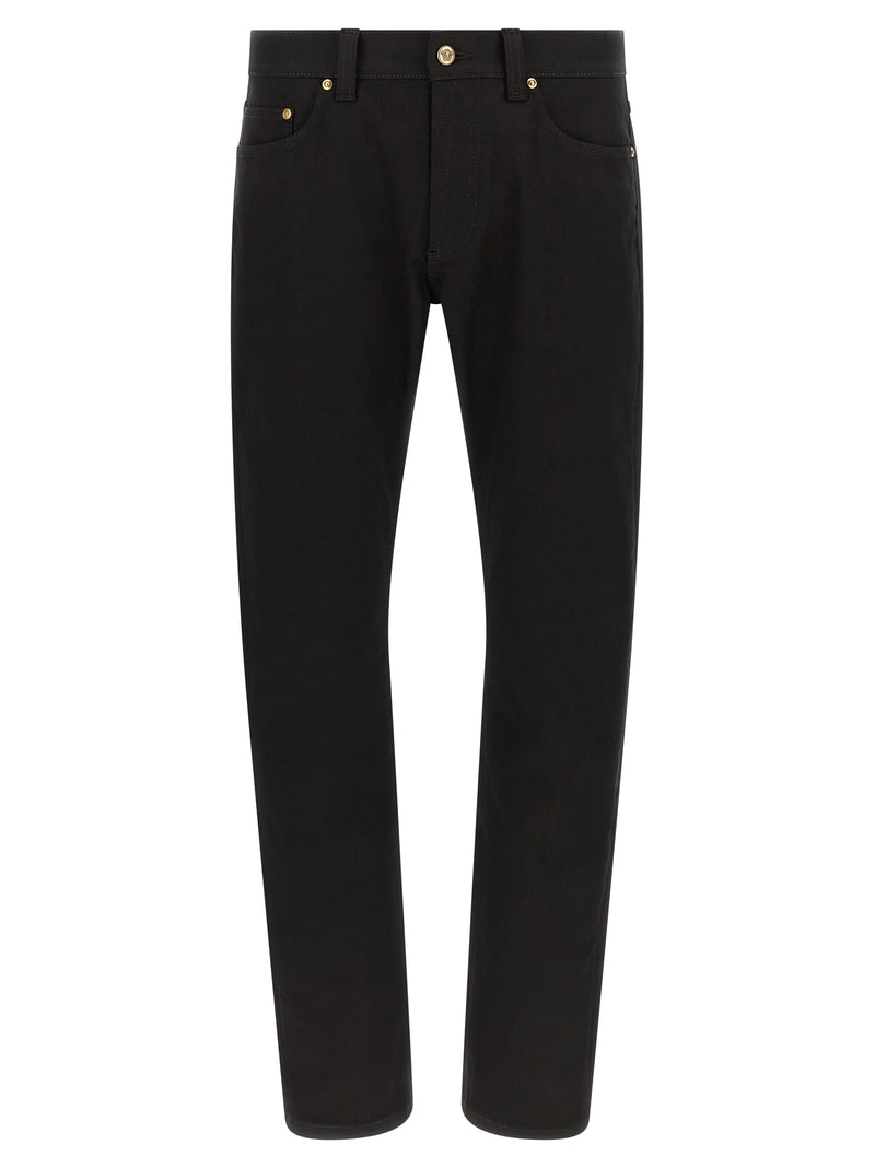 Versace Black Cotton Straight-Leg Jeans