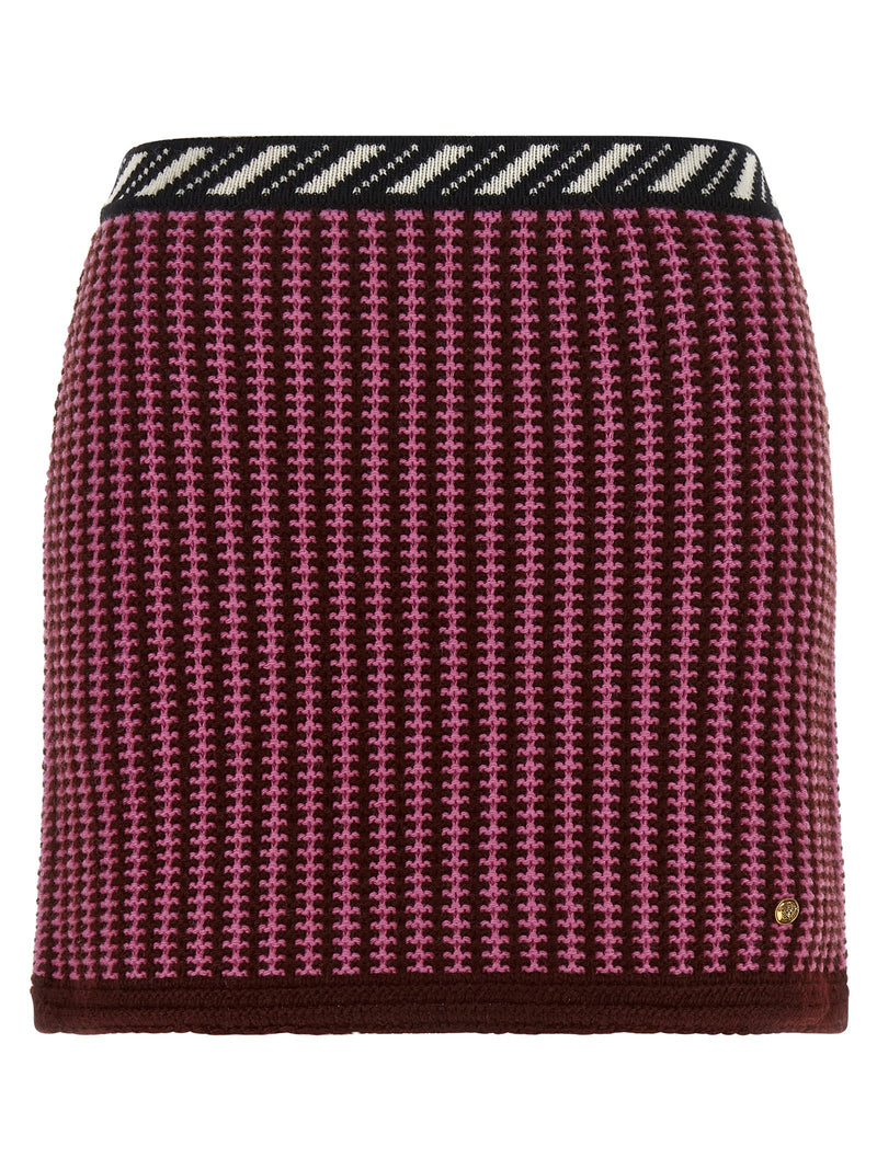 Versace Multicolor Virgin Wool Long Skirt
