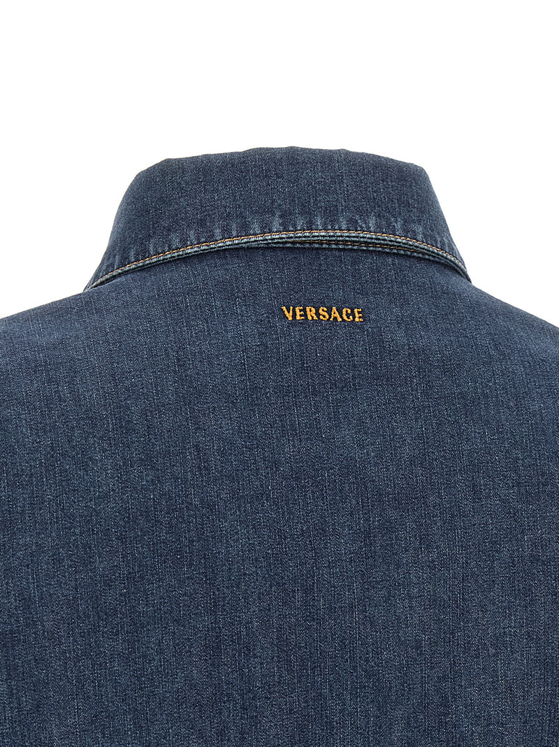 Versace Blue Cotton Short Dress