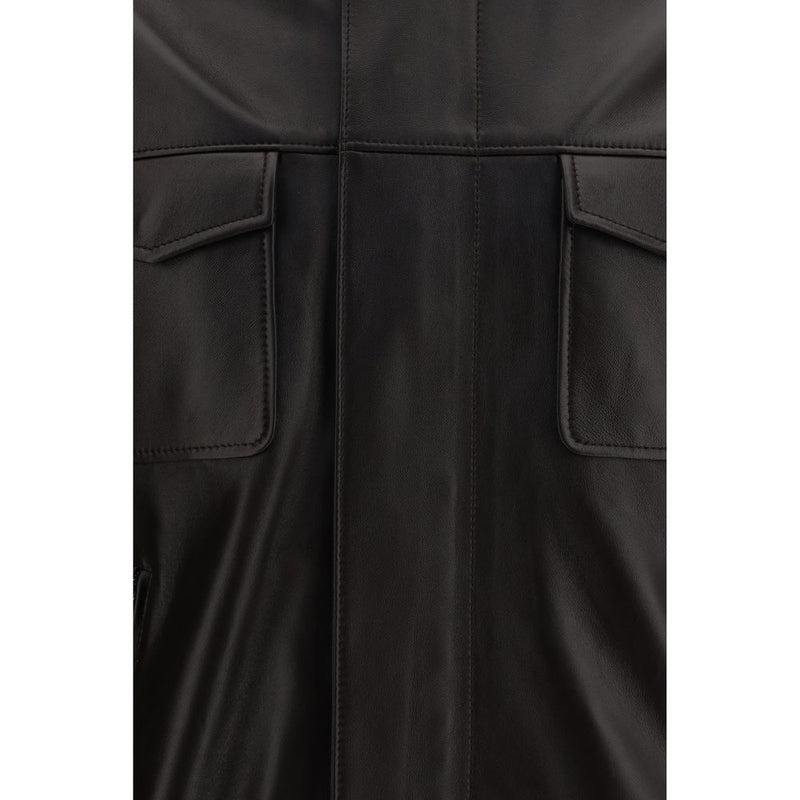 Dolce & Gabbana Brown Lamb Ovis Aries Aries Leather Jacket