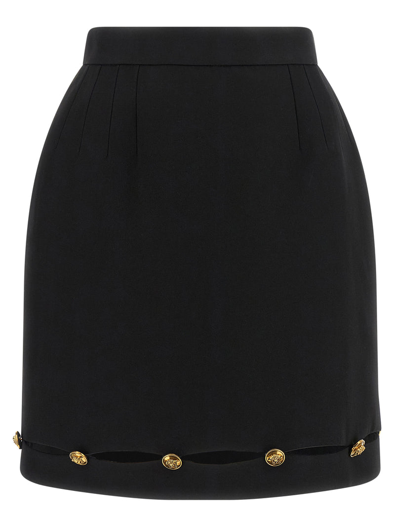 Versace Black Virgin Wool Long Skirt