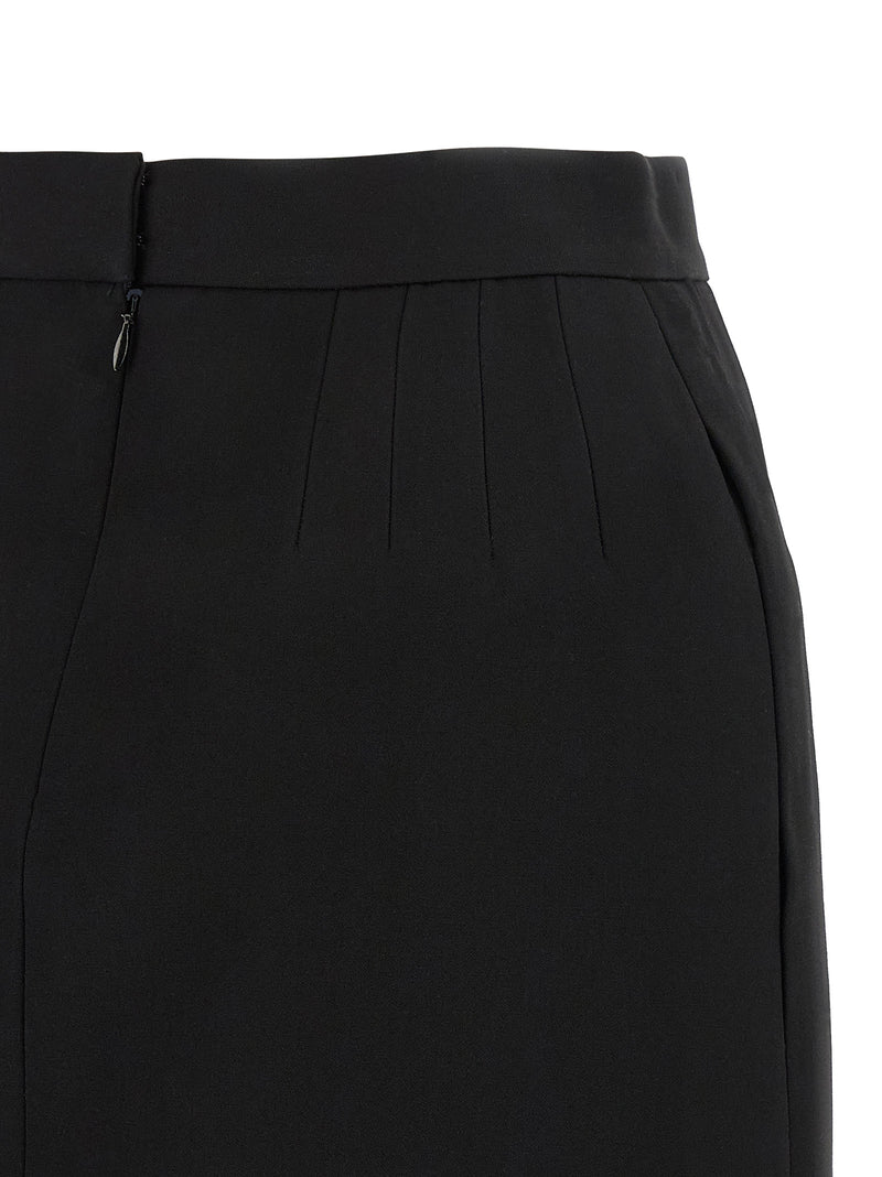 Versace Black Virgin Wool Long Skirt