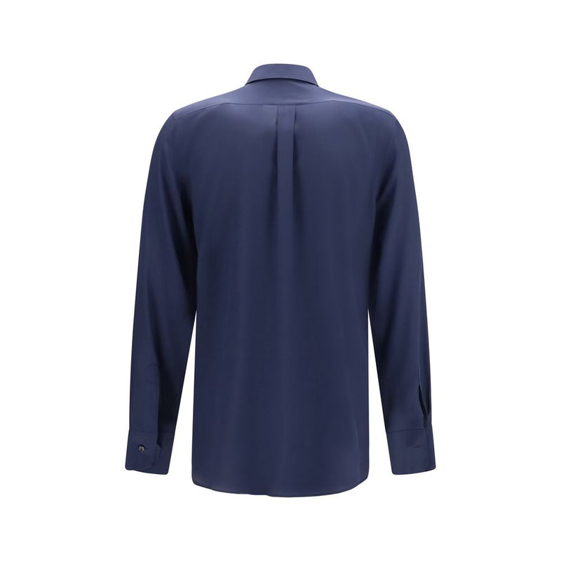 Dolce & Gabbana Blue Silk Dress Shirt