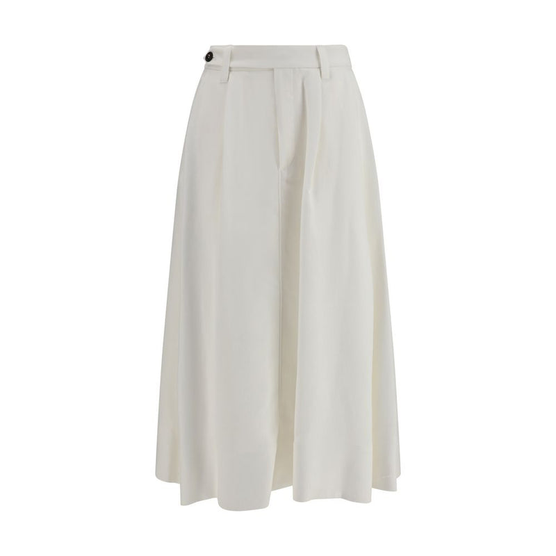 Brunello Cucinelli White Viscose Long Skirt