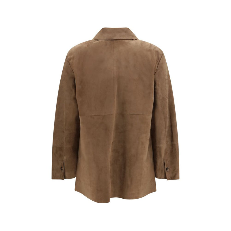 'S Max Mara Brown Lamb Ovis Aries Aries Leather Jacket