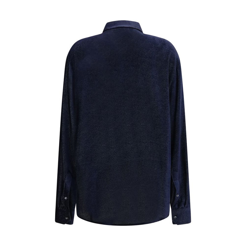 Giorgio Armani Blue Silk Dress Shirt