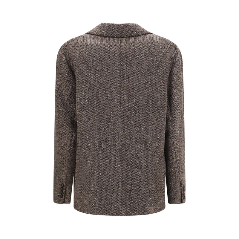 Brunello Cucinelli Brown Wool Oves Aries Biker Jacket