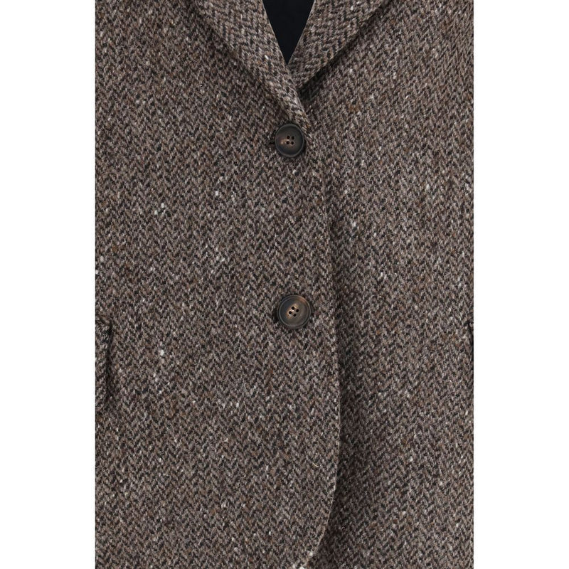 Brunello Cucinelli Brown Wool Oves Aries Biker Jacket