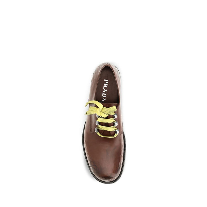 Prada Brown Calf Leather Bos Taurus Slip-On Loafers