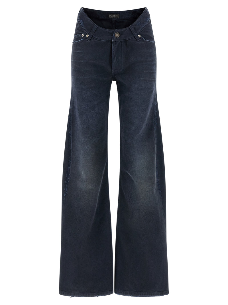Balenciaga Blue Cotton Flared Jeans