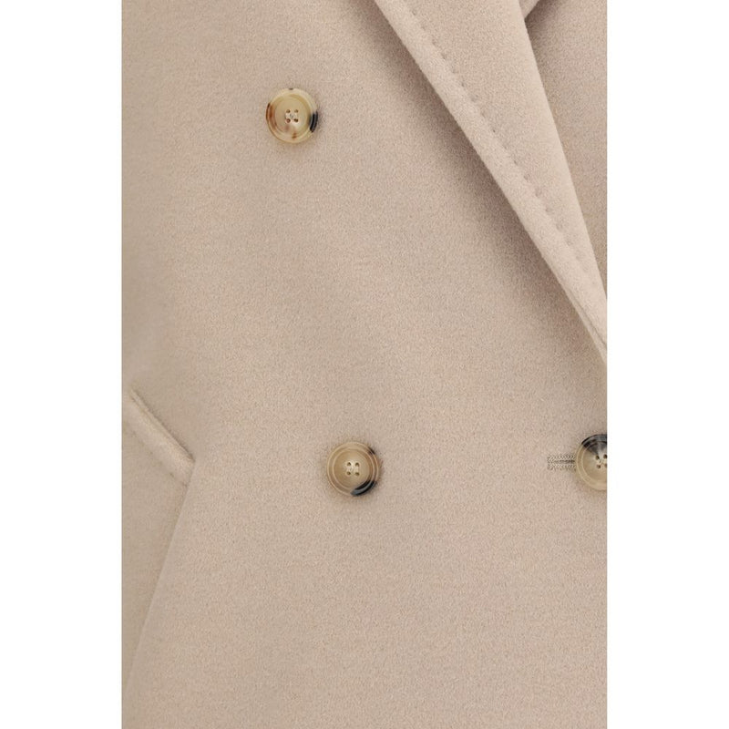 Max Mara Beige Wool Oves Aries Full-Length Jacket