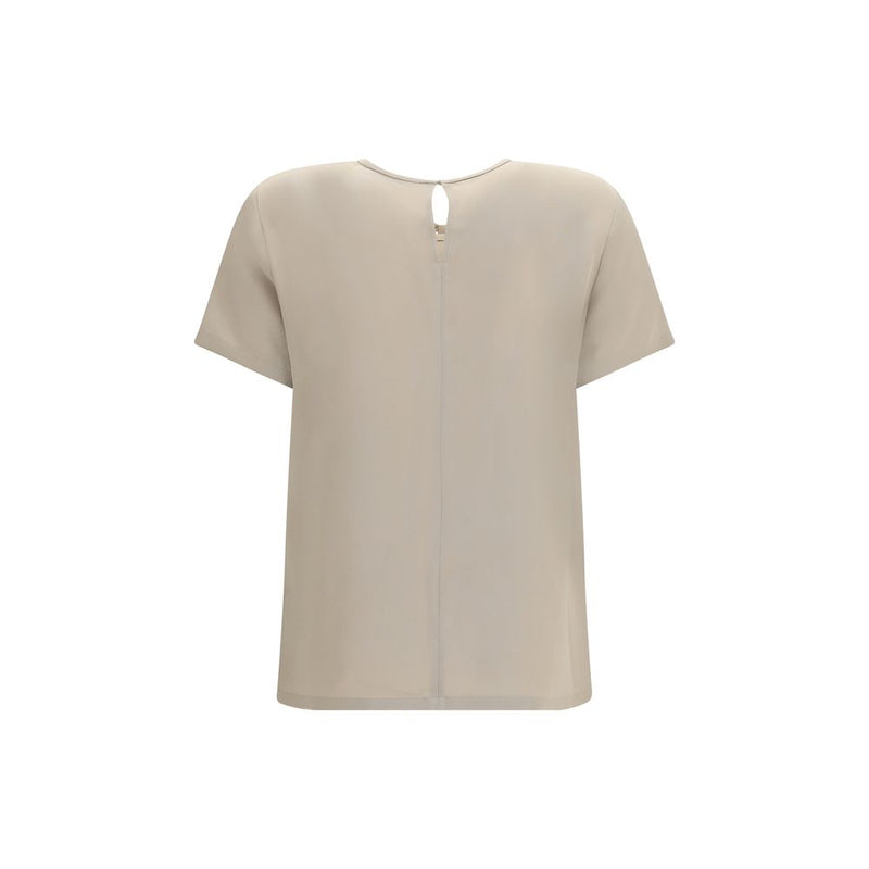 Max Mara Beige Silk T-Shirt