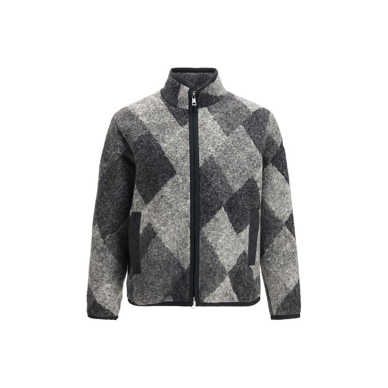 Moncler Gray Wool Oves Aries Full-Length Jacket