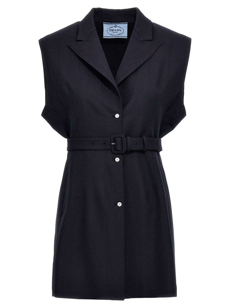 Prada Blue Virgin Wool Sleeveless Jacket