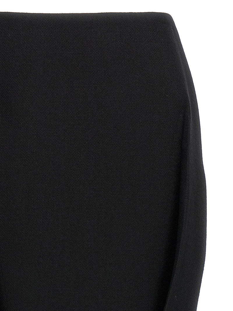 Prada Black Virgin Wool Midi Skirt