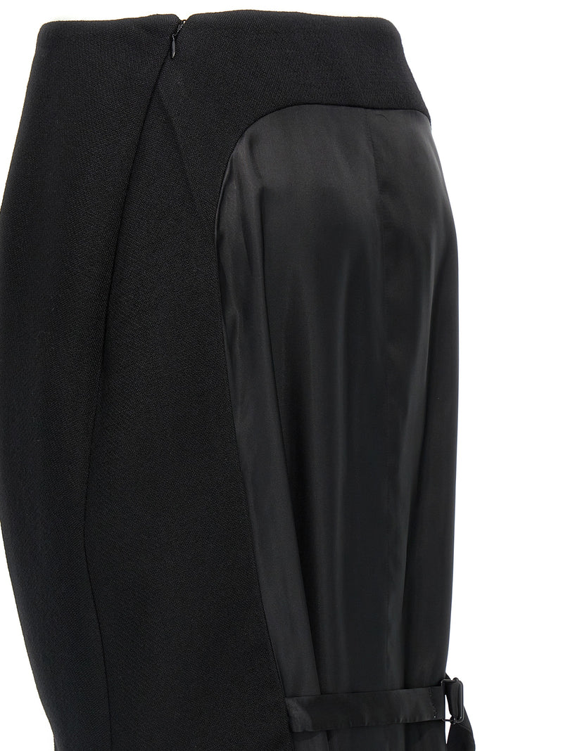 Prada Black Virgin Wool Midi Skirt