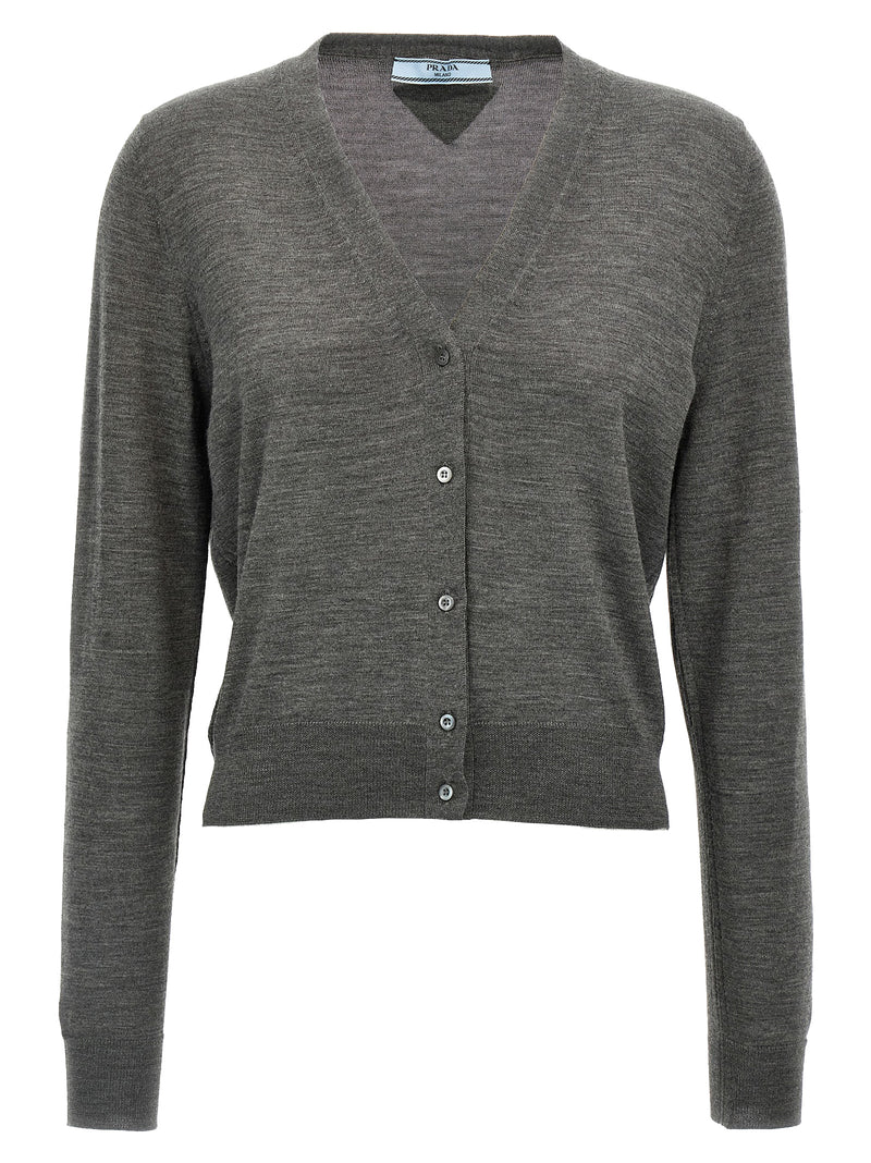 Prada Gray Virgin Wool Cardigan