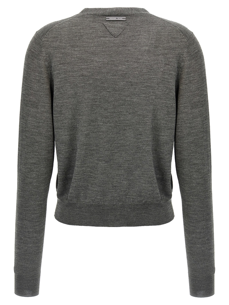 Prada Gray Virgin Wool Cardigan