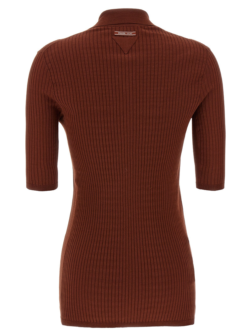 Prada Brown Cotton Polo Shirt
