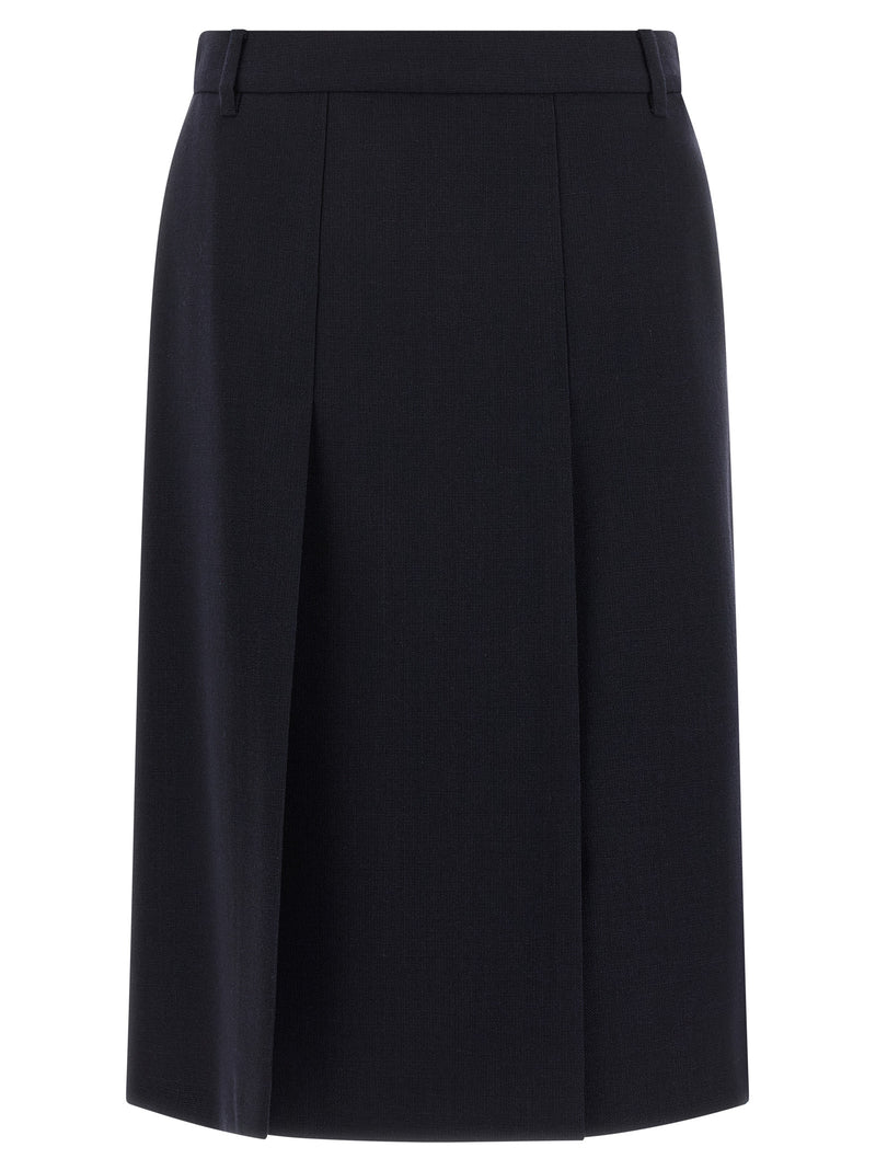 Prada Blue Virgin Wool Midi Skirt