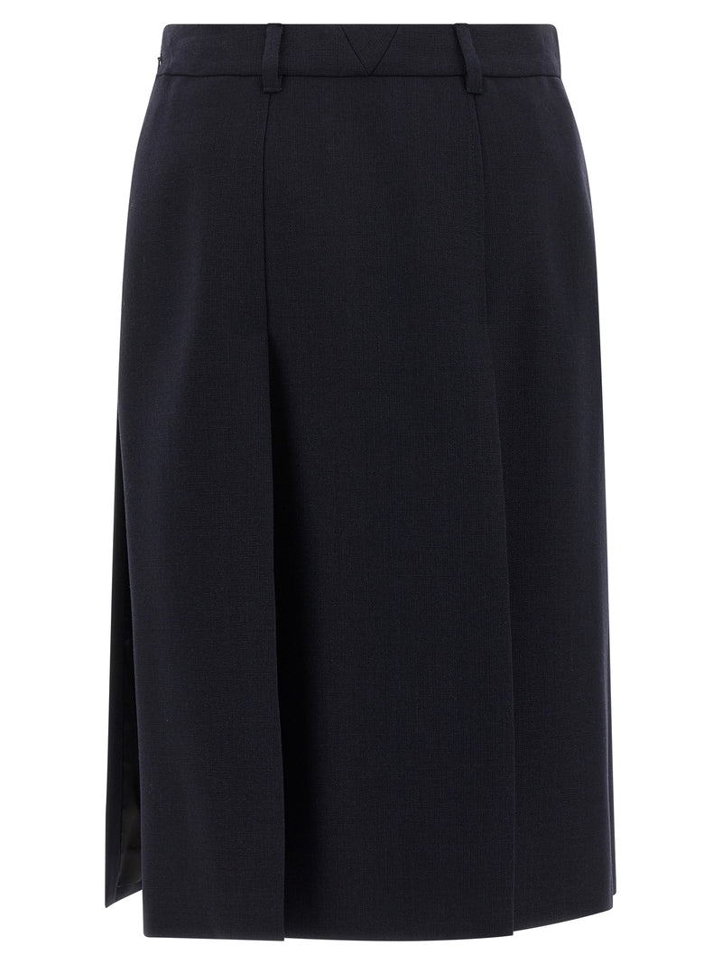 Prada Blue Virgin Wool Midi Skirt