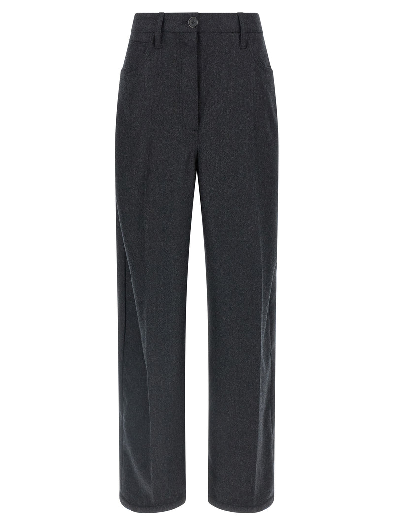 Prada Gray Virgin Wool Casual Pants