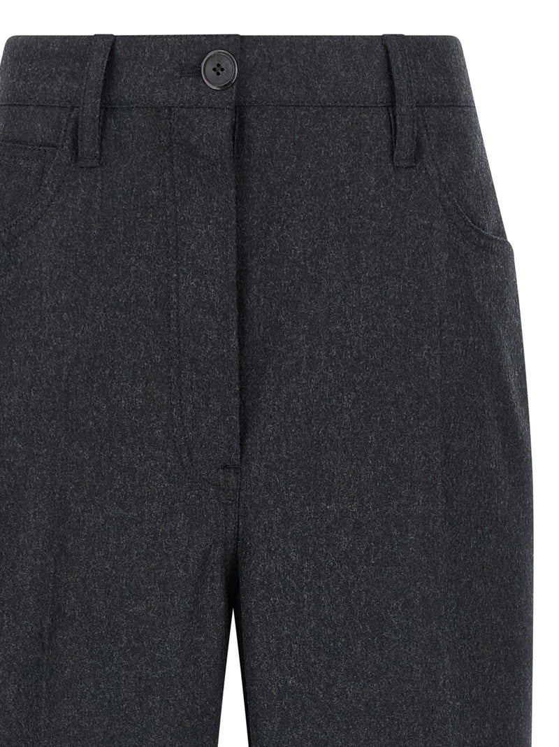 Prada Gray Virgin Wool Casual Pants