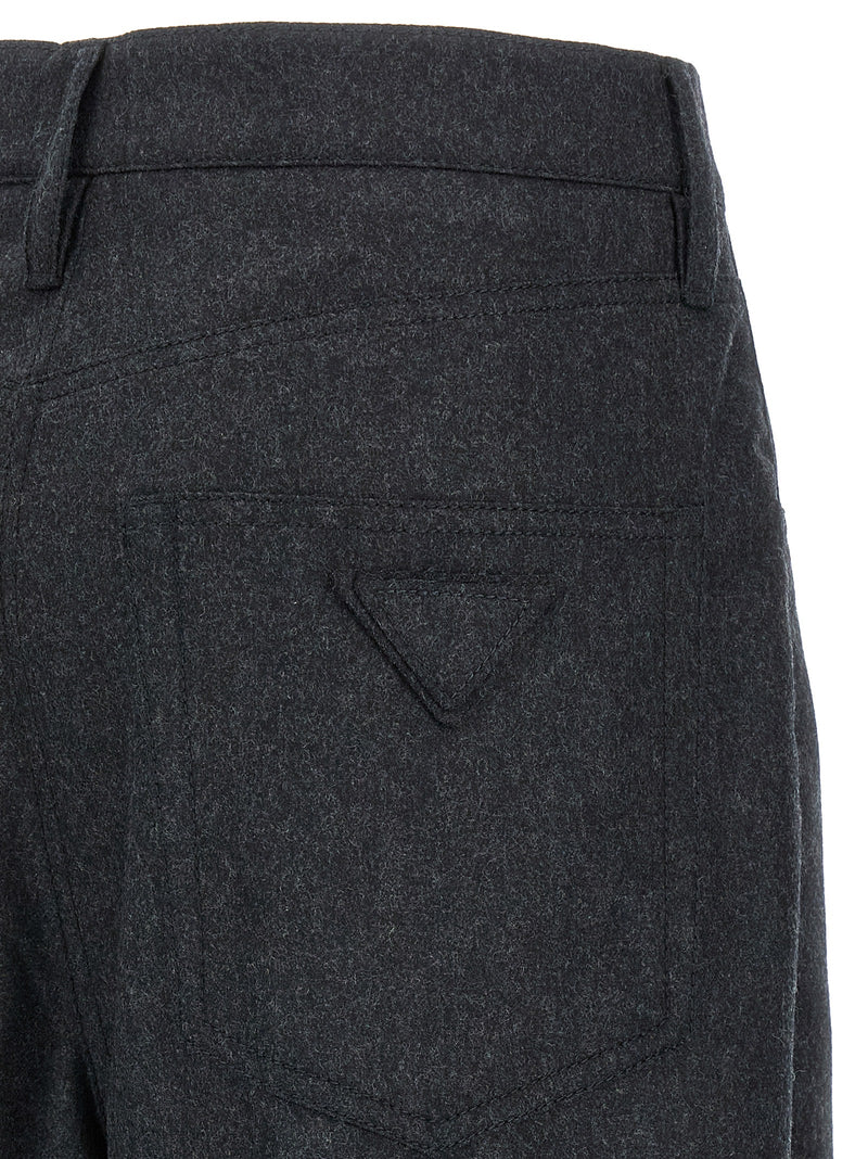 Prada Gray Virgin Wool Casual Pants