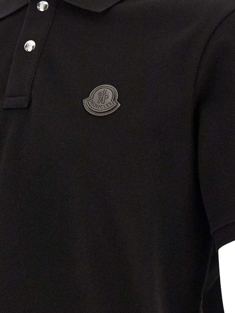 Moncler Black Leather Polo Shirt