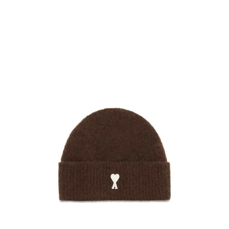Ami Paris Brown Wool Oves Aries Beanie