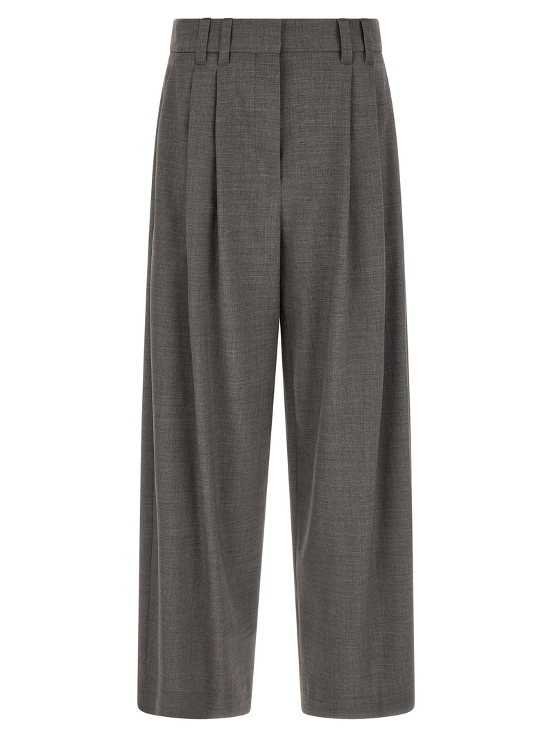 Brunello Cucinelli Gray Virgin Wool Cropped Pants