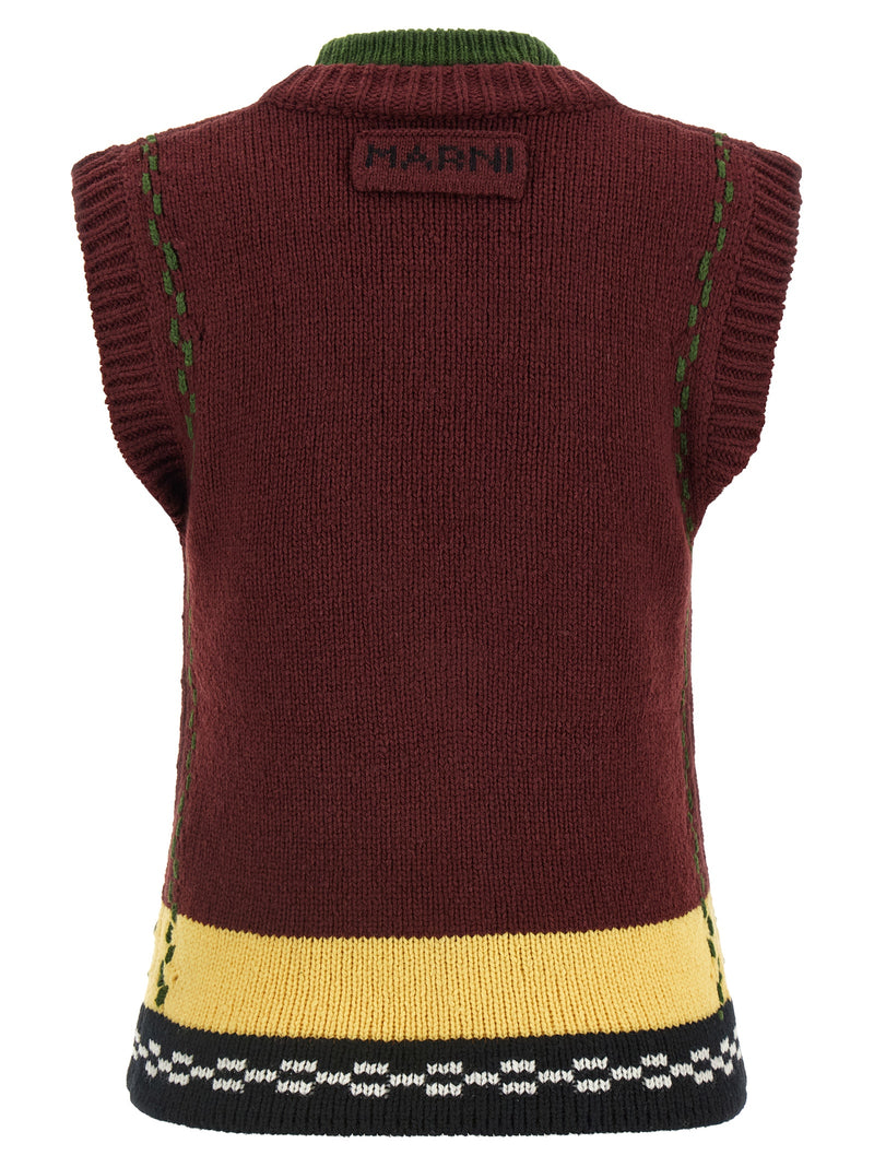 Marni Bordeaux Wool Sleeveless Jacket