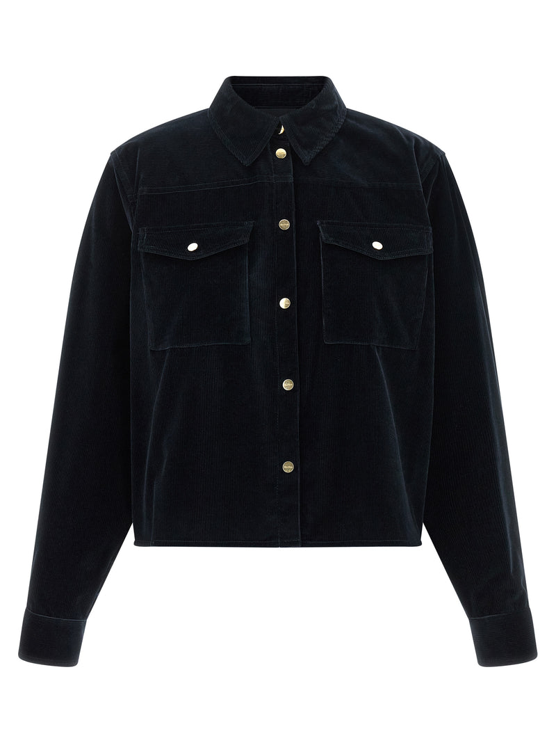Max Mara Blue Cotton Full-Length Jacket