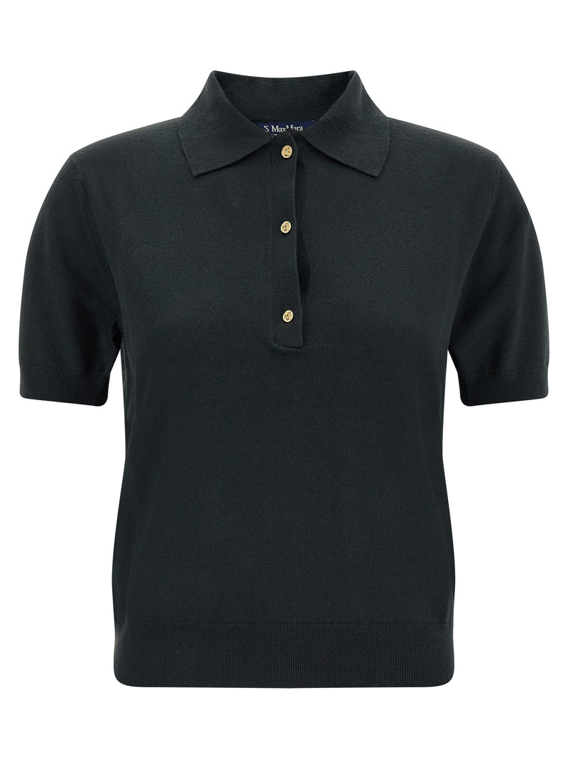 'S Max Mara Black Cotton Polo Shirt