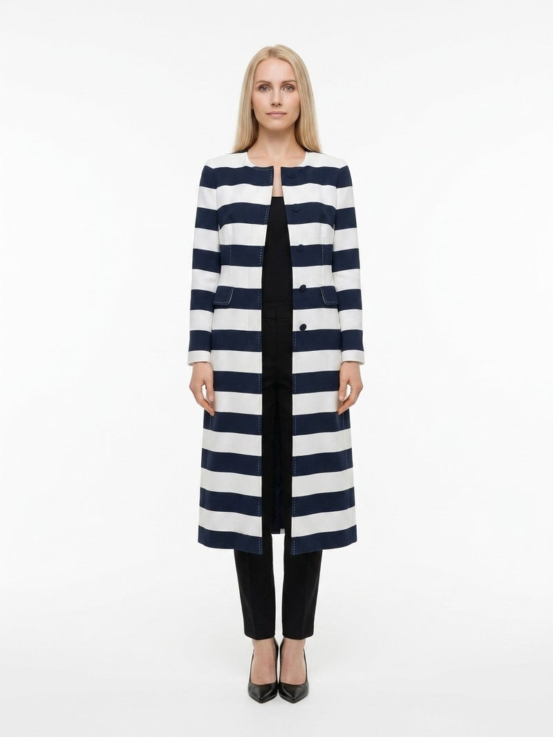 Dolce & Gabbana Navy Blue Viscose Coat