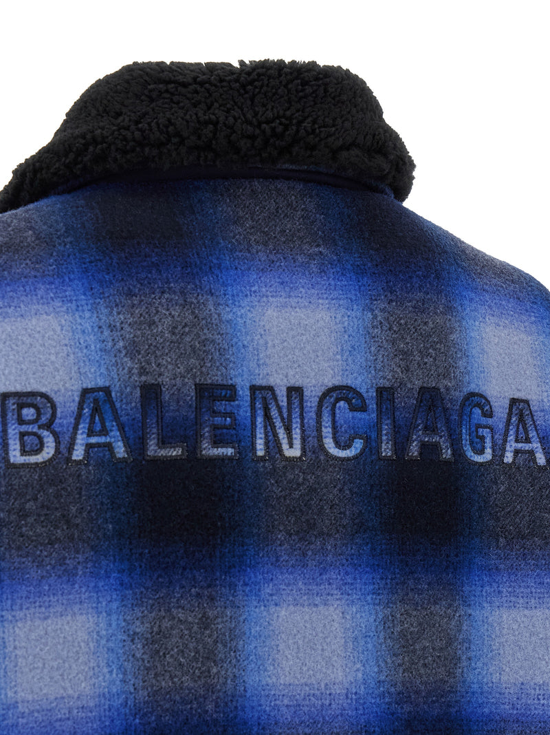 Balenciaga Blue Virgin Wool Bomber