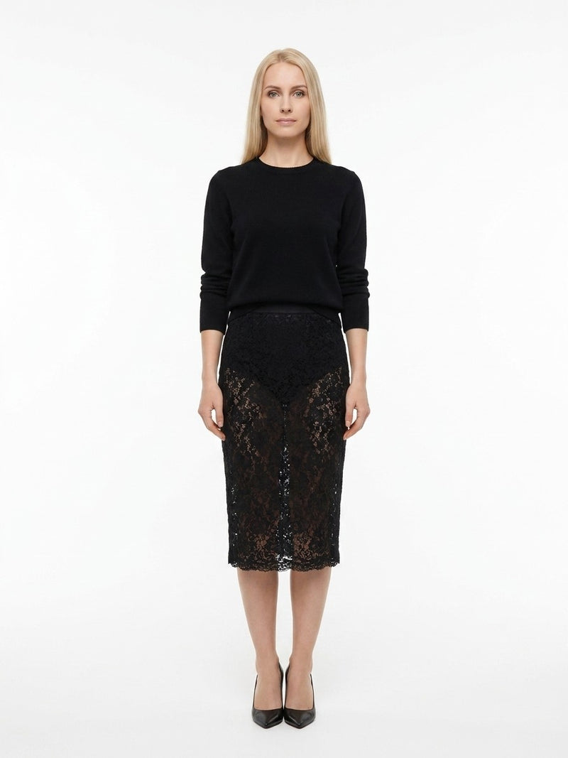 Dolce & Gabbana Black Polyamide Midi Skirt