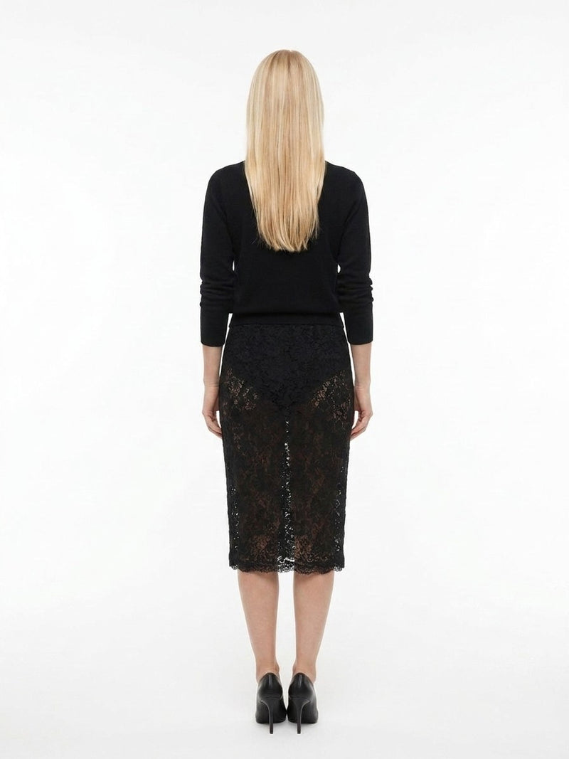 Dolce & Gabbana Black Polyamide Midi Skirt