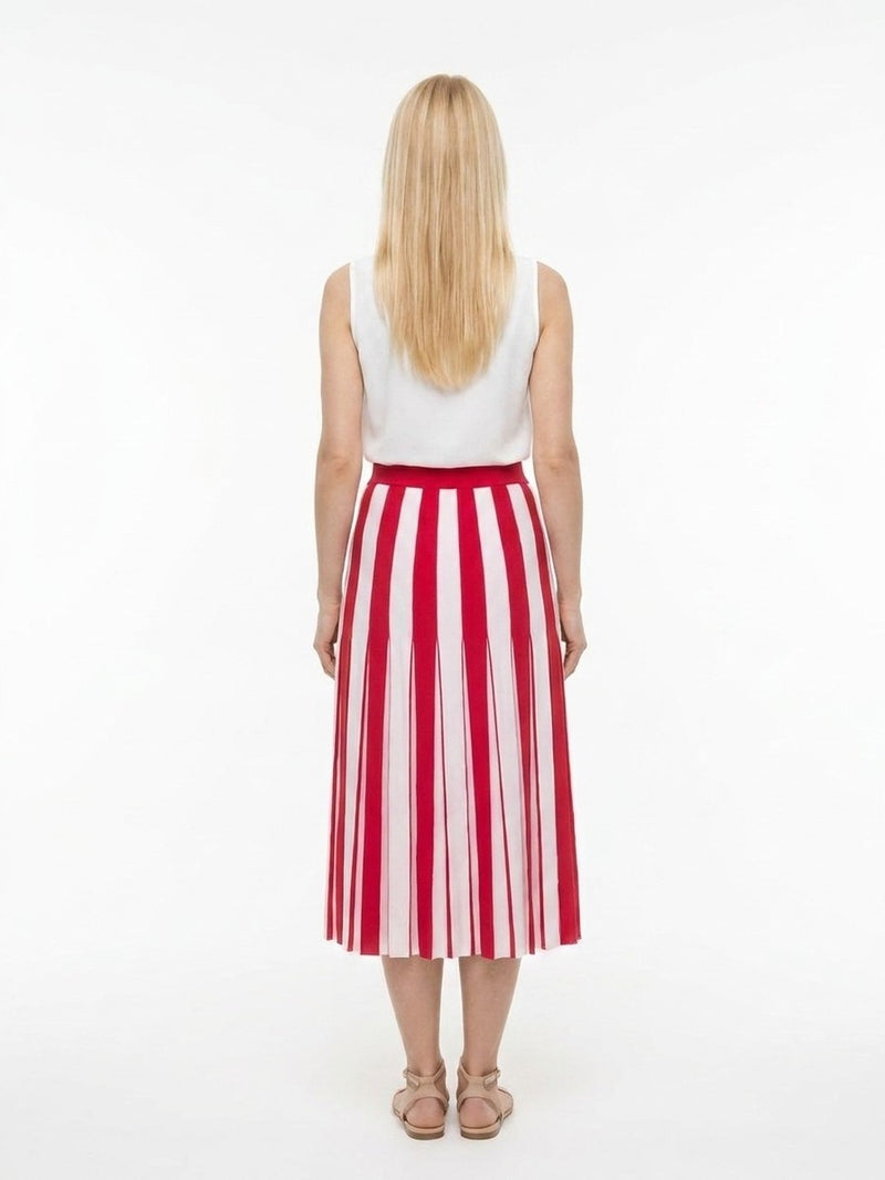 Dolce & Gabbana Red Elastane Midi Skirt