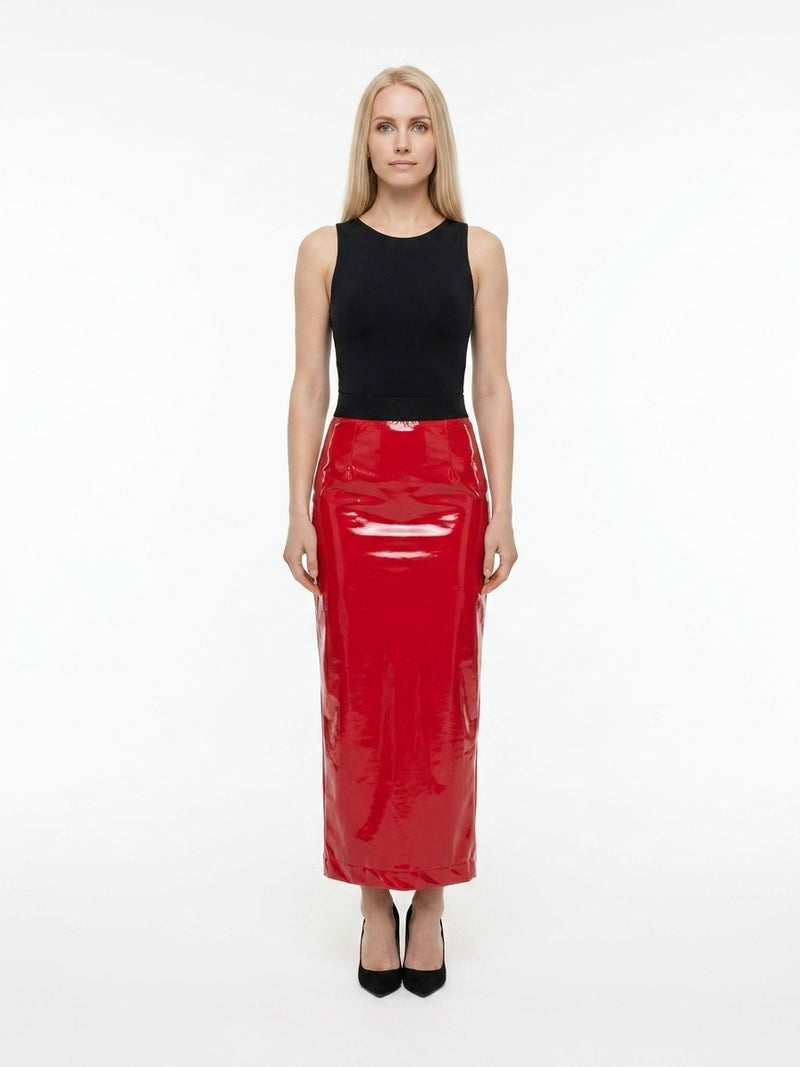 Dolce & Gabbana Red Elastane Long Skirt