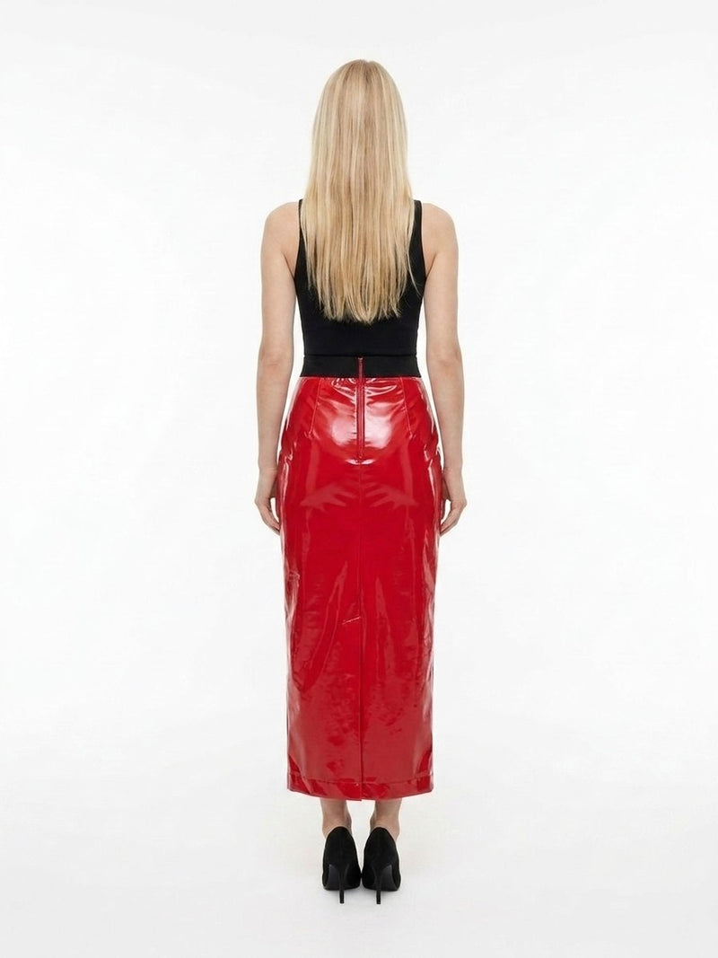 Dolce & Gabbana Red Elastane Long Skirt