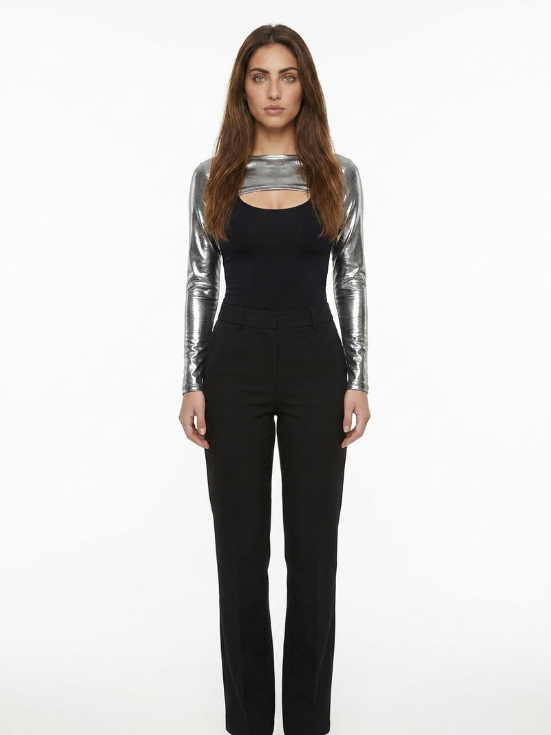 Dolce & Gabbana Silver Elastane Casual Pants