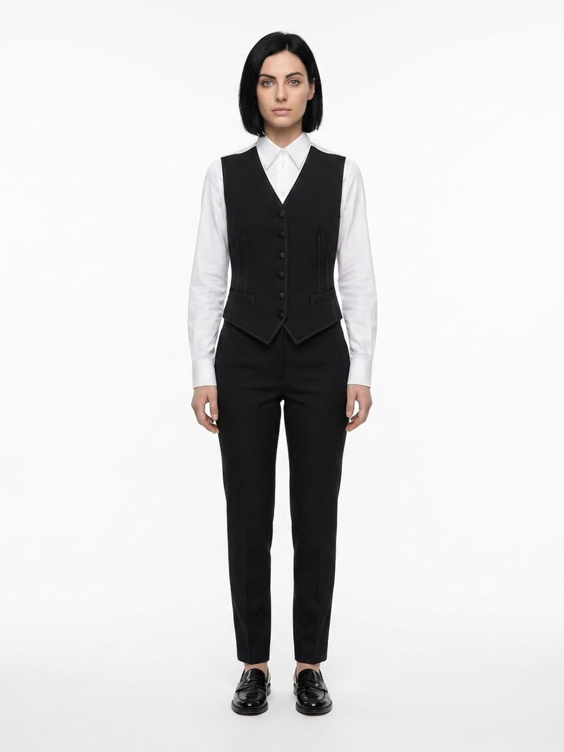 Dolce & Gabbana Black Elastane Waistcoat