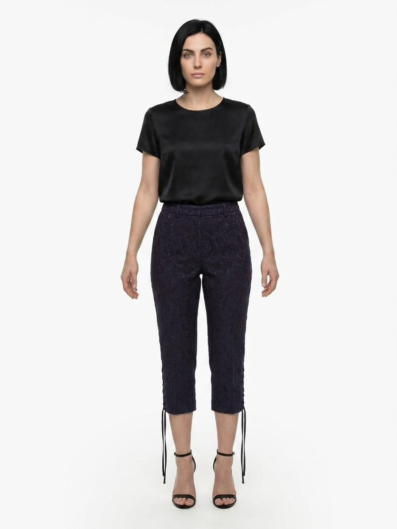 Dolce & Gabbana Black Cotton Cropped Pants