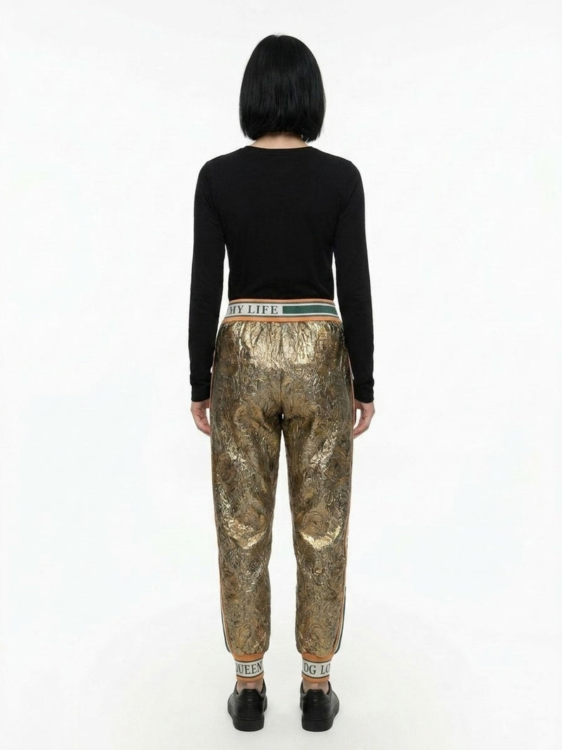Dolce & Gabbana Gold Metallic Fibre Casual Pants